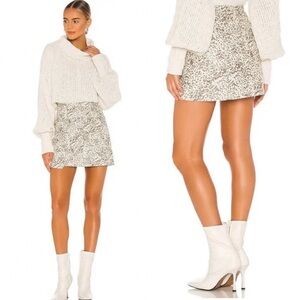 FREE PEOPLE Fake Out Skirt Faux Leather Faux Wrap Light Leopard Mini Women’s 2